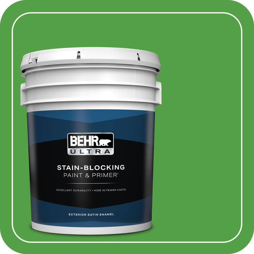 BEHR ULTRA 5 gal. #S-G-440 Green Acres Satin Enamel Exterior Paint & Primer