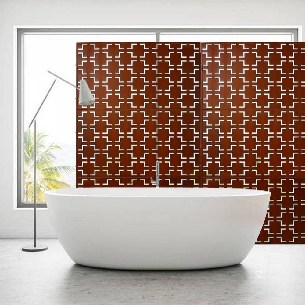 Zeus & Ruta 76 in. H Rust Red Steel Outdoor and Indoor Freestanding Privacy Screens for Deck, Balcony, Patio, Outside, Lawn, Garden (3)