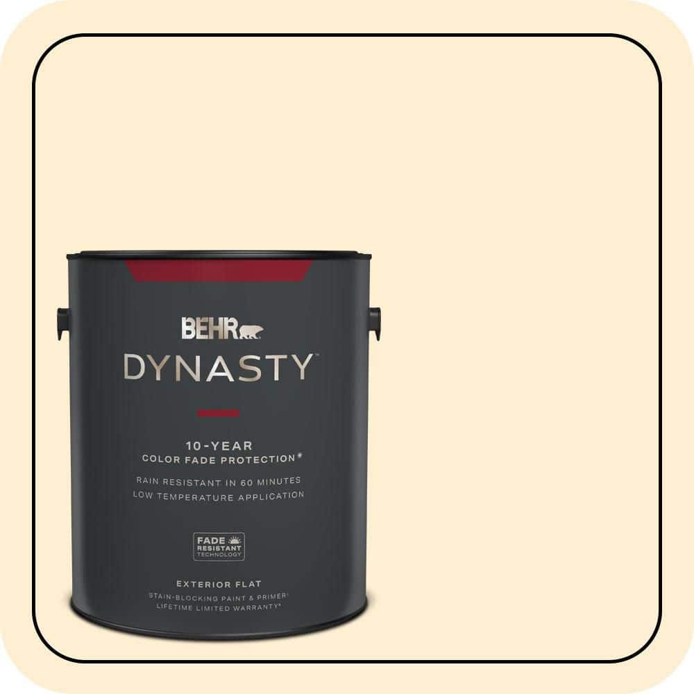 BEHR DYNASTY 1 gal. #YL-W03 Honied White Flat Exterior Stain-Blocking Paint & Primer