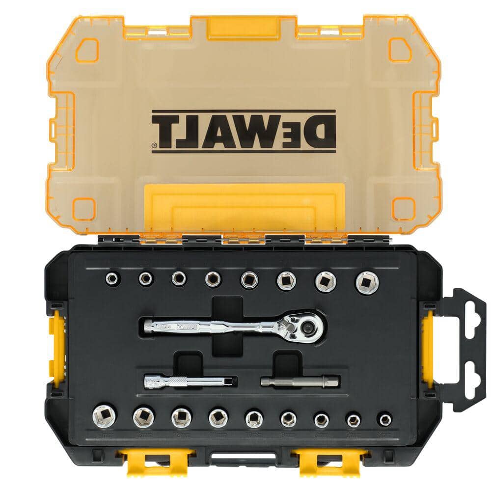 DEWALT TOUGHSERIES 1/4 in. Drive SAE/Metric Ratchet and Socket Set (20-Piece) with TOUGHBOX Case (3)
