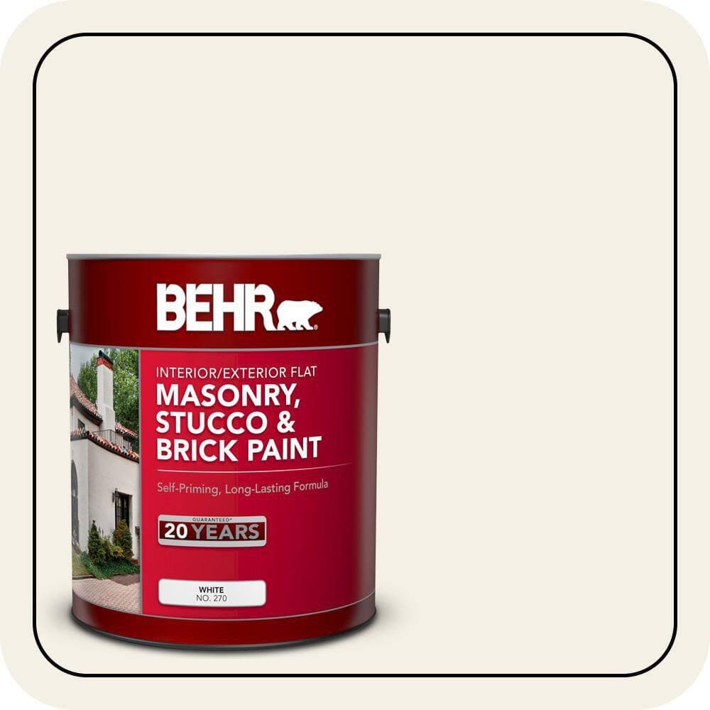 BEHR 1 gal. #GR-W15 Palais White Flat Interior/Exterior Masonry, Stucco and Brick Paint