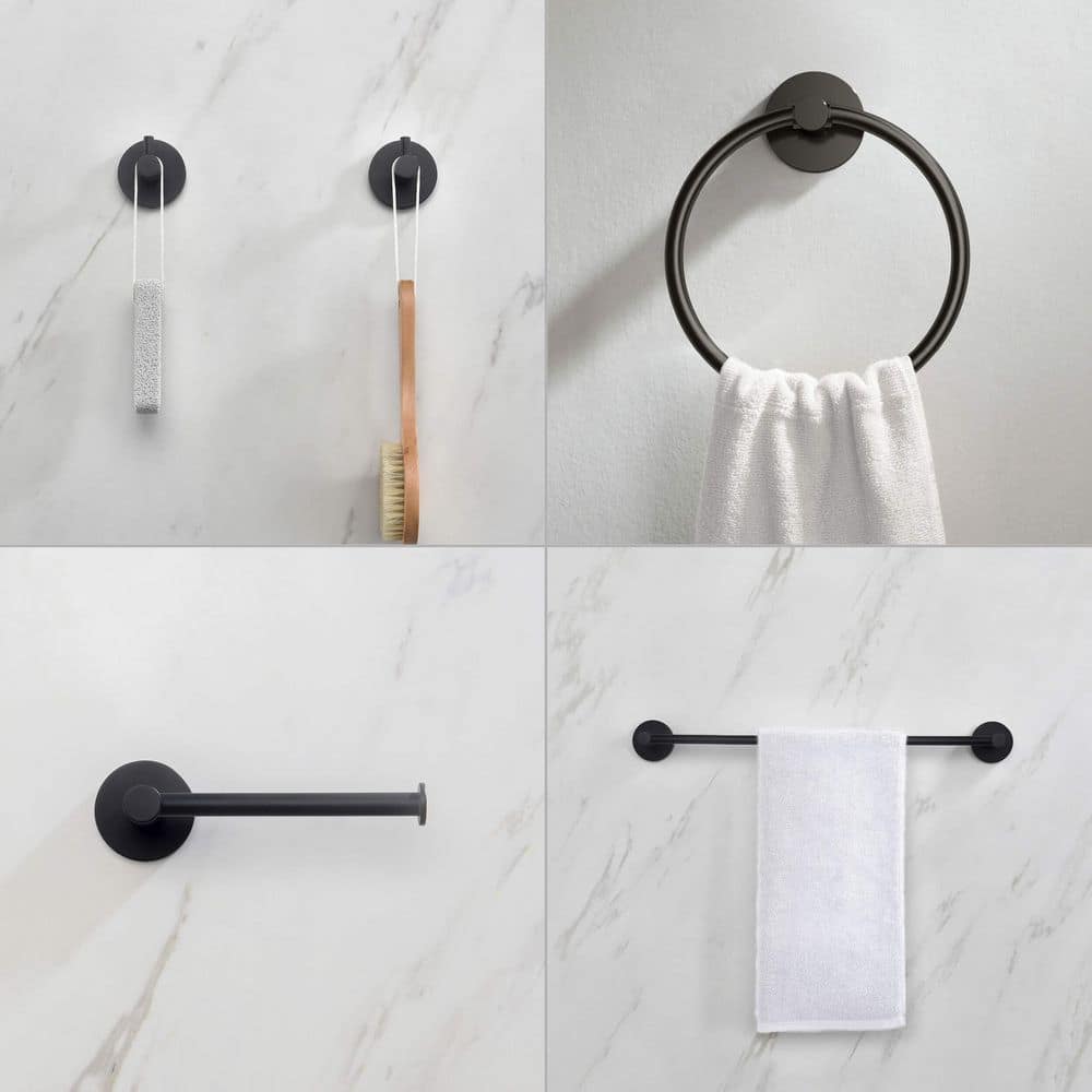 KIBI 5-Piece Bathroom Hardware Set with Towel/Robe Hook Toilet Paper Holder Towel Ring Towel Bar/Rack (2)
