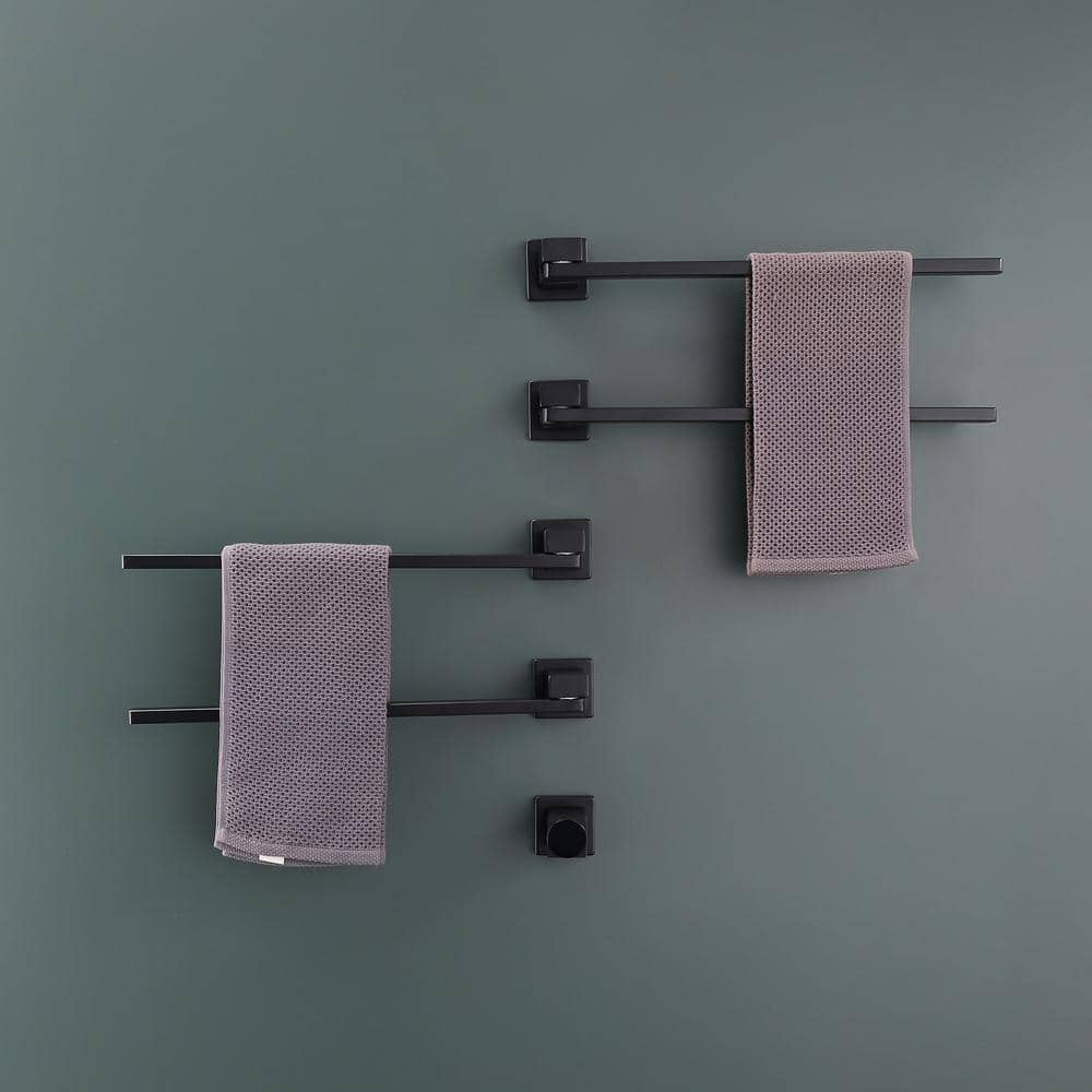 Unbranded 5-Piece Stainless Steel Wall-Mounted Movable Electric Heated Towel Drying Rack in Black (1)