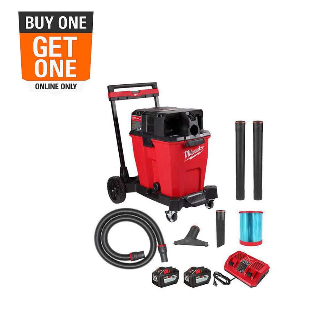 Milwaukee M18 FUEL 12 Gallon Cordless DUAL-BATTERY Wet/Dry Shop Vac Kit W/12.0 Ah Battery, Charger, Filter, Hose, and Accessories