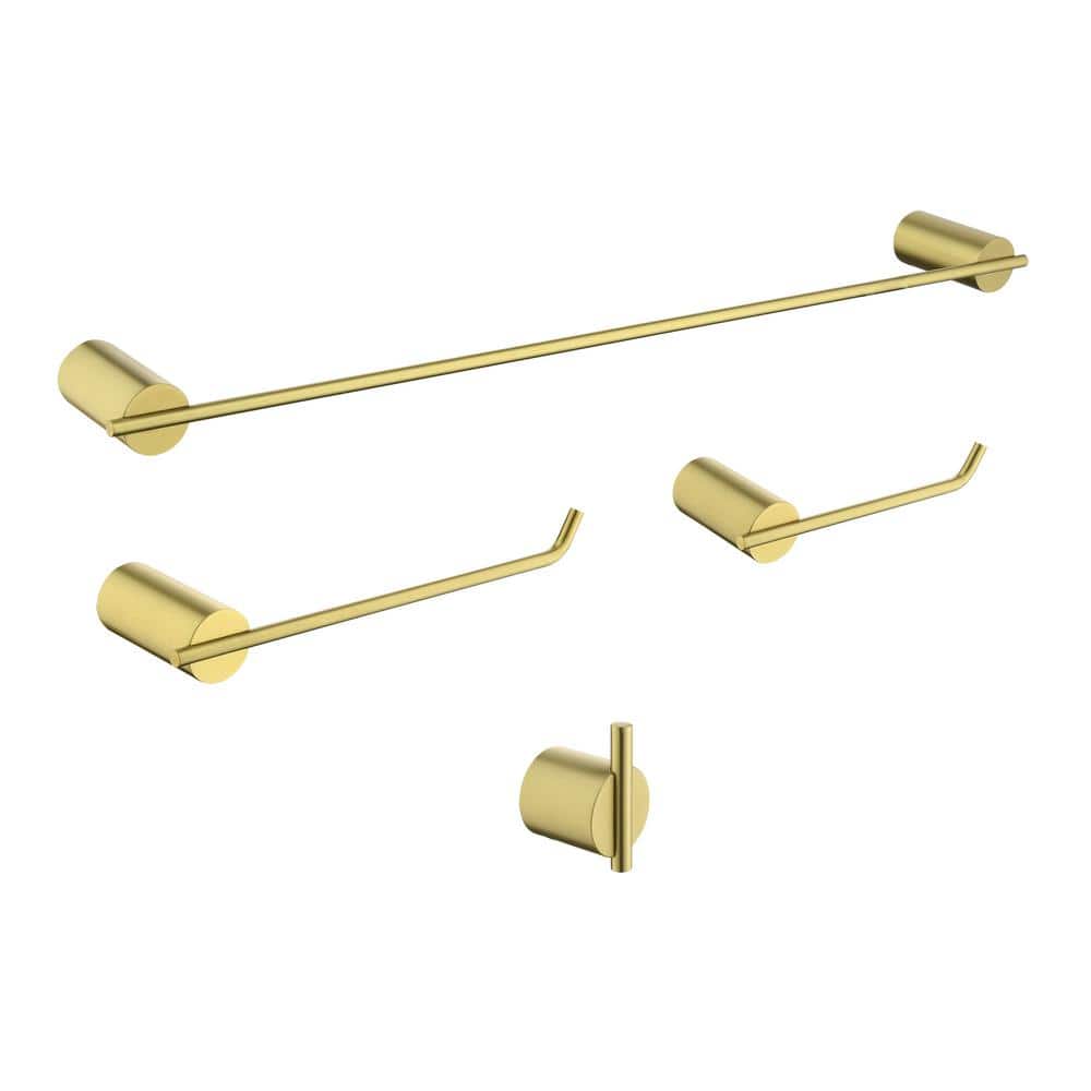 Unbranded 4-Piece Brushed Gold Wall-mounted Bathroom Hardware Towel Rack Set