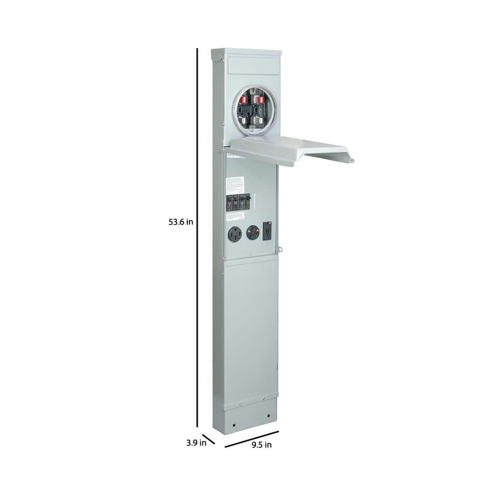 GE Metered RV Pad Mount Pedestal with 50 Amp and 30 Amp RV Receptacles and 20 Amp GFCI Receptacle (3)