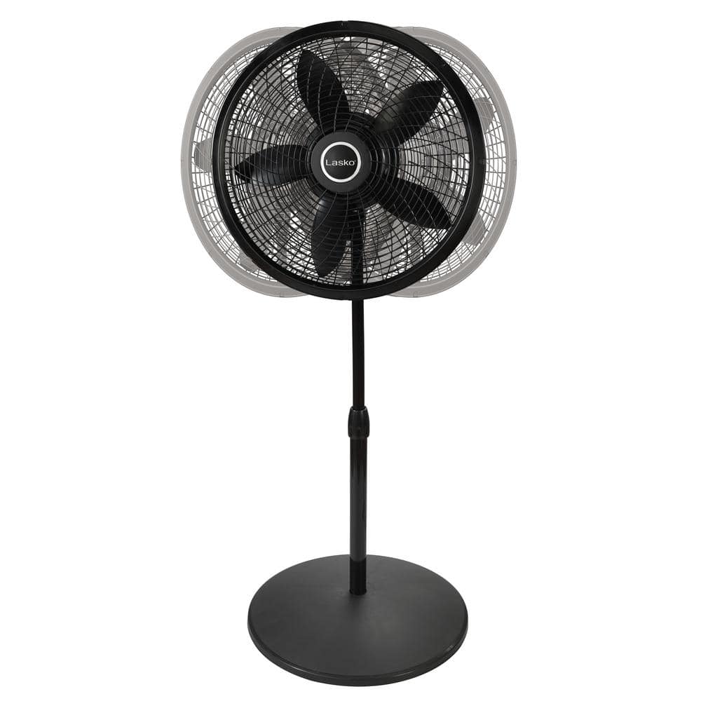 Lasko Cyclone 18 in. 3 Speed Oscillating Pedestal Fan for Home in Black with Adjustable Height, Tilt Back Head, Easy Assembly (3)