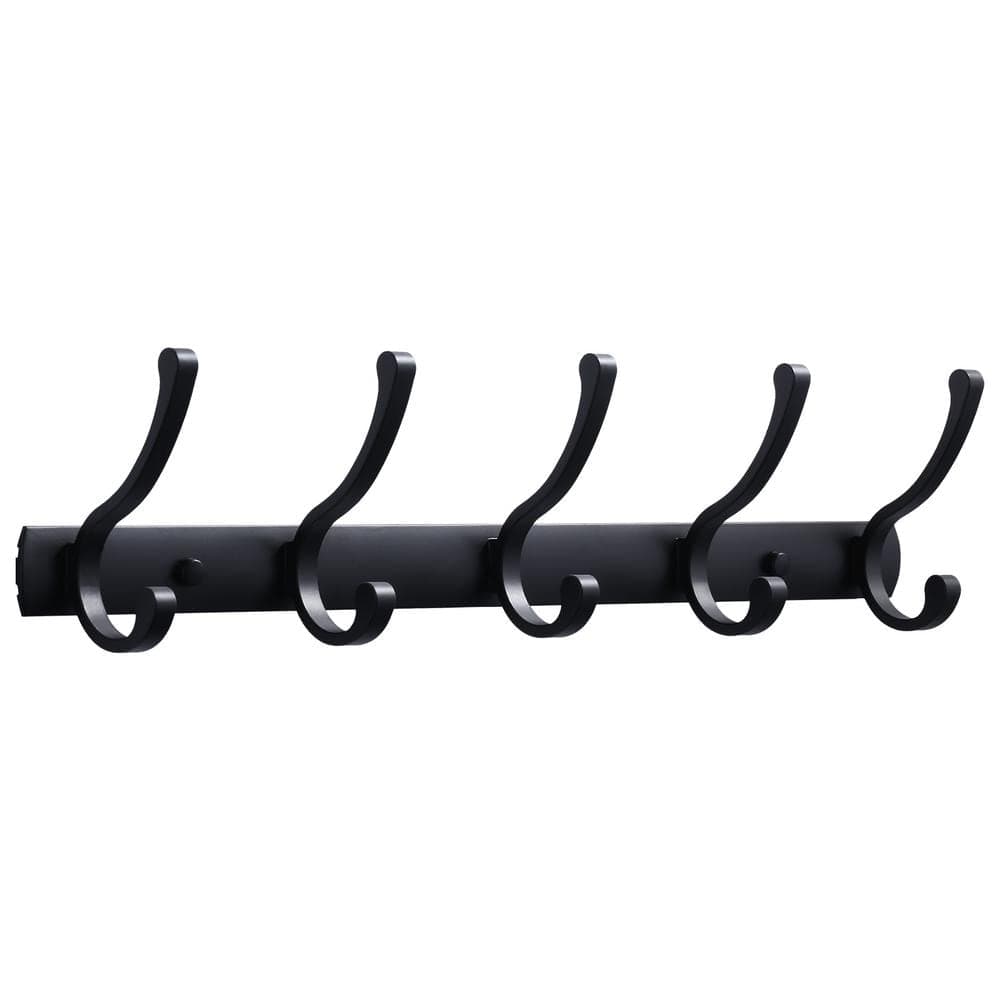 WOWOW Wall-Mounted J-Hook Double Robe/Towel Hook in Black (1)