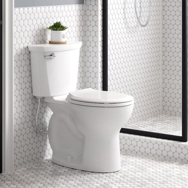 American Standard Cadet 10 in. Antimicrobial 2-Piece 1.28 GPF Single Flush Chair Height Round Toilet with Slow Close Seat in White