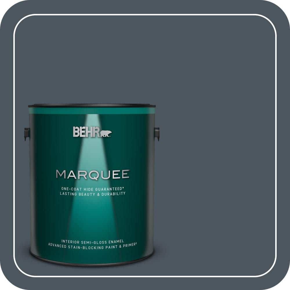 BEHR MARQUEE 1 gal. #N480-7 Midnight Blue One-Coat Hide Semi-Gloss Enamel Interior Paint & Primer
