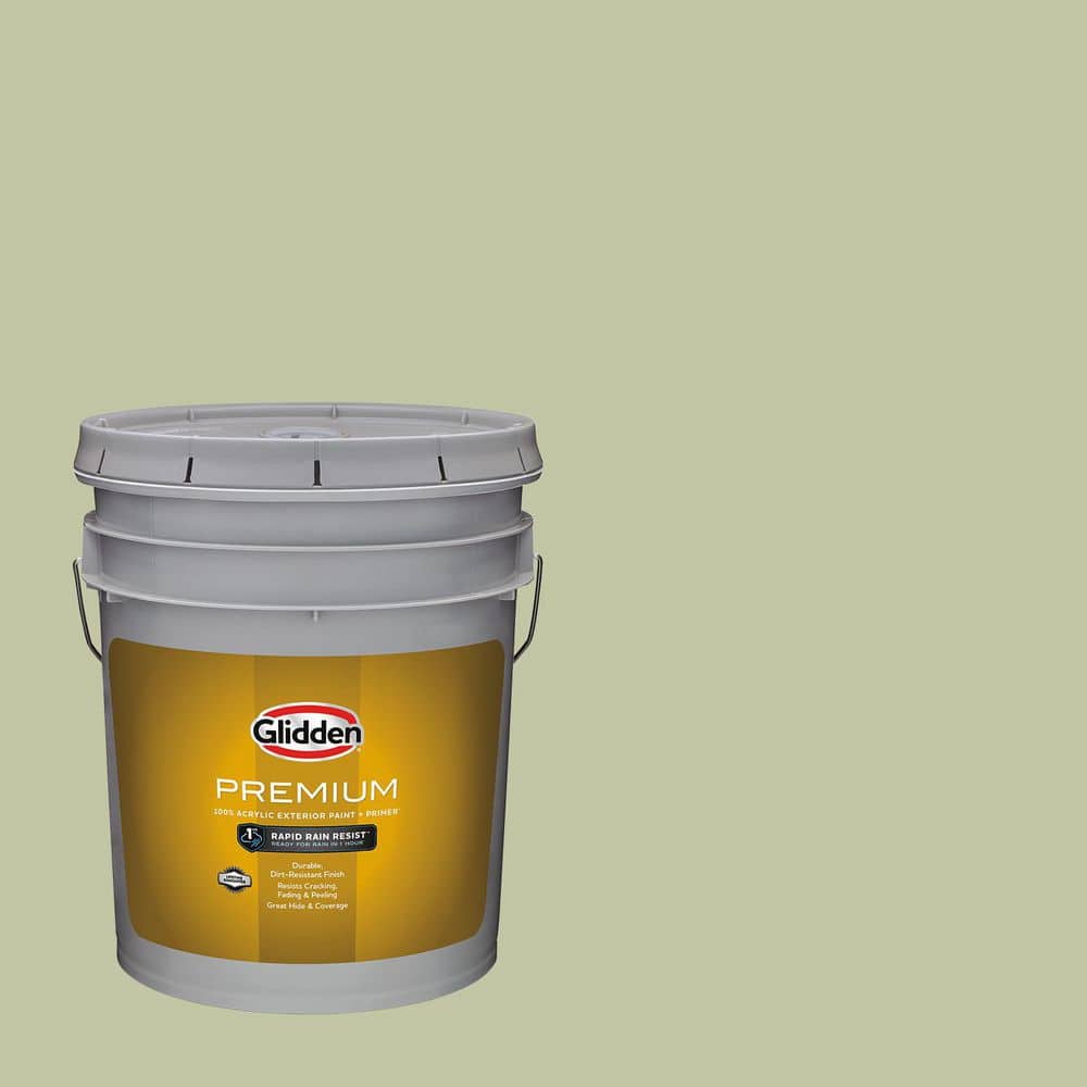 Glidden Premium 5 gal. PPG1115-4 Sage Splendor Flat Exterior Paint (1)