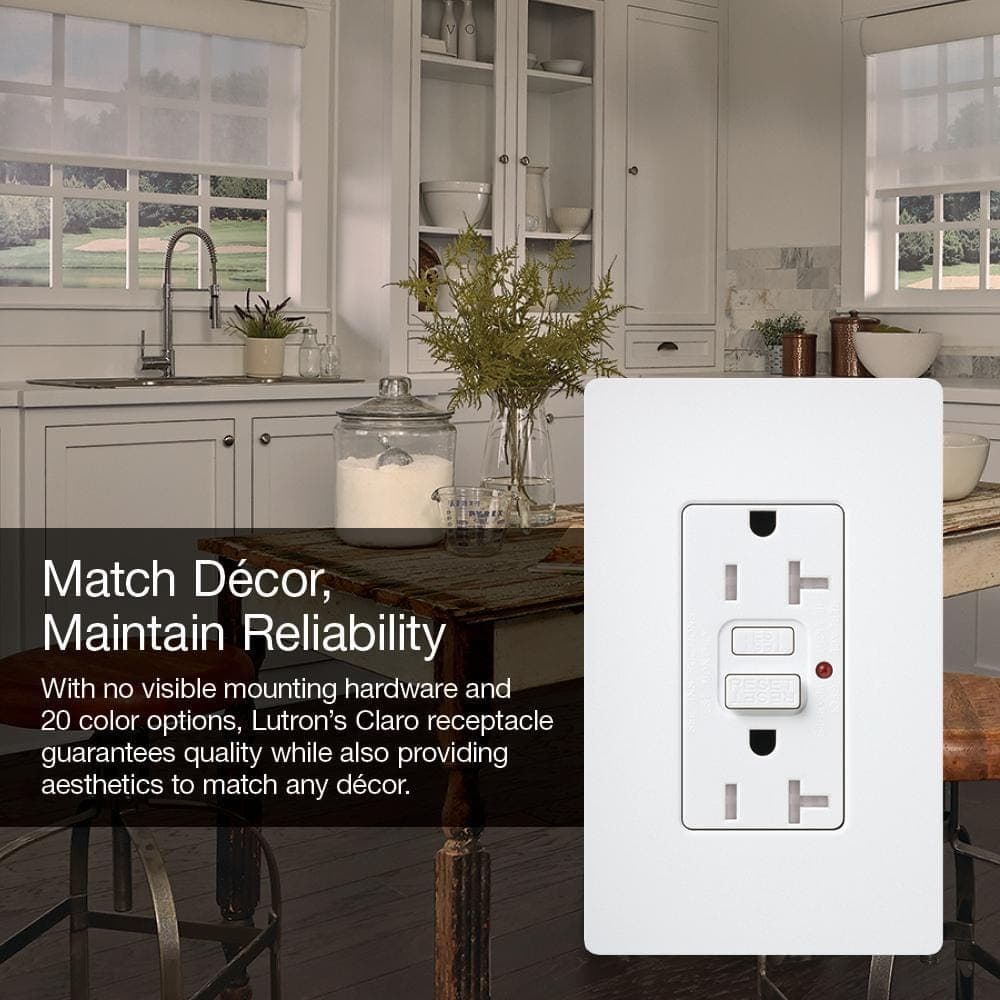 Lutron Beige Claro 20-Amp Tamper Resistant Duplex Outlet, Biscuit (SCR-20-GFST-BI) (3)