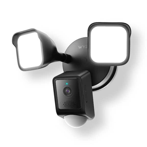 Wyze Wired Outdoor Wi-Fi Floodlight v2 Home Security Camera with 2K Video, Color Night Vision, Motion Activated LEDs - Black (2)