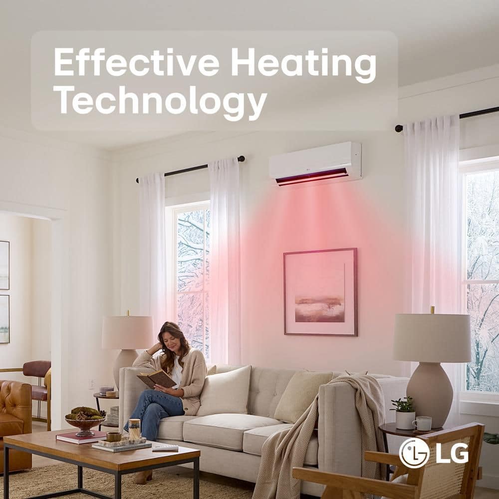 LG Indoor Unit 12,000 BTU 20 SEER2 Wi-Fi 1-Zone Ductless Mini Split Heat Pump Air Conditioner 115V (3)