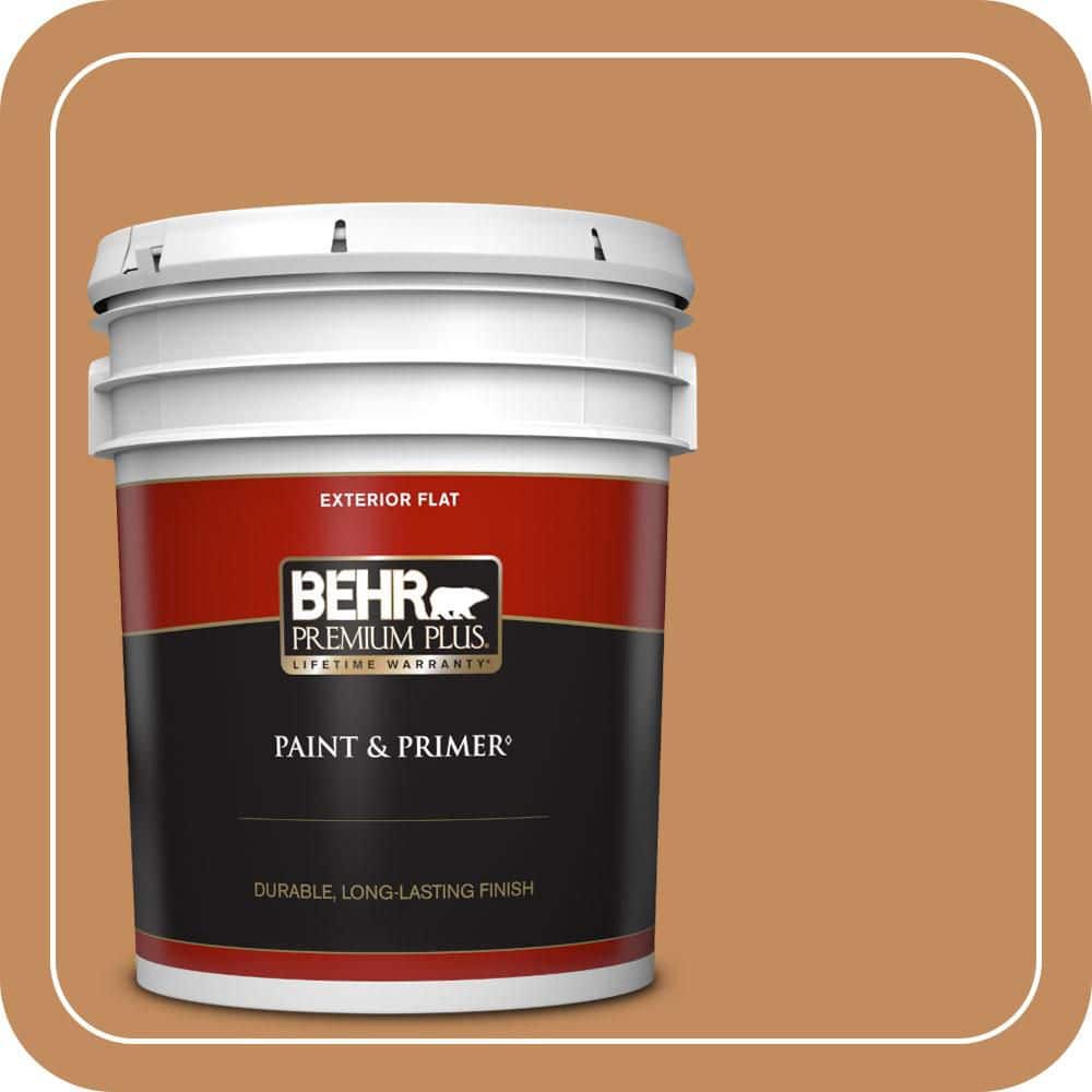 BEHR PREMIUM PLUS 5 gal. #PPU3-13 Glazed Ginger Flat Exterior Paint & Primer (1)