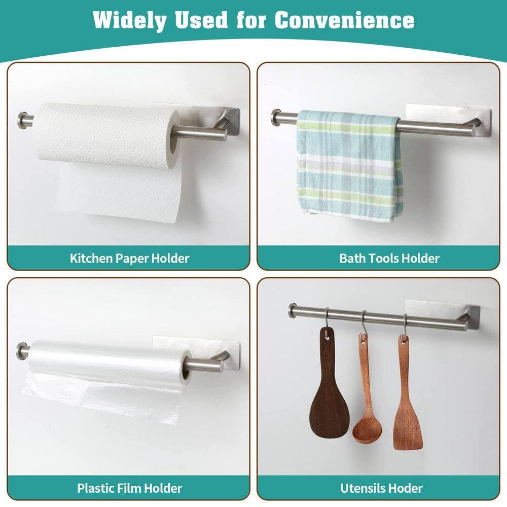 NVNOO 13 in. Stainless Steel Wall Mounted Paper Towel Holder for Bathroom Kitchen, Silver (3)