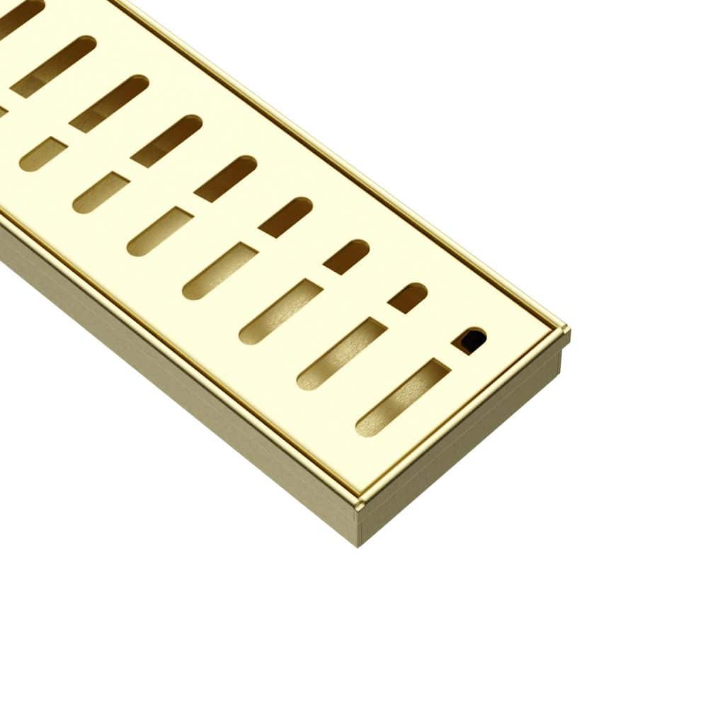 DreamLine Enigma 24 in. Linear Grate Shower Drain, Brushed Brass (3)