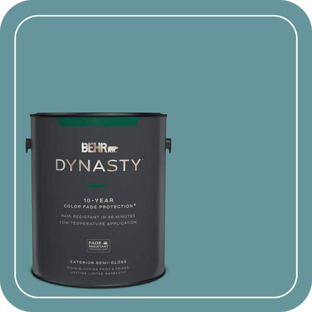 BEHR DYNASTY 1 gal. #MQ6-33 Vintage Teal Semi-Gloss Enamel Exterior Stain-Blocking Paint & Primer