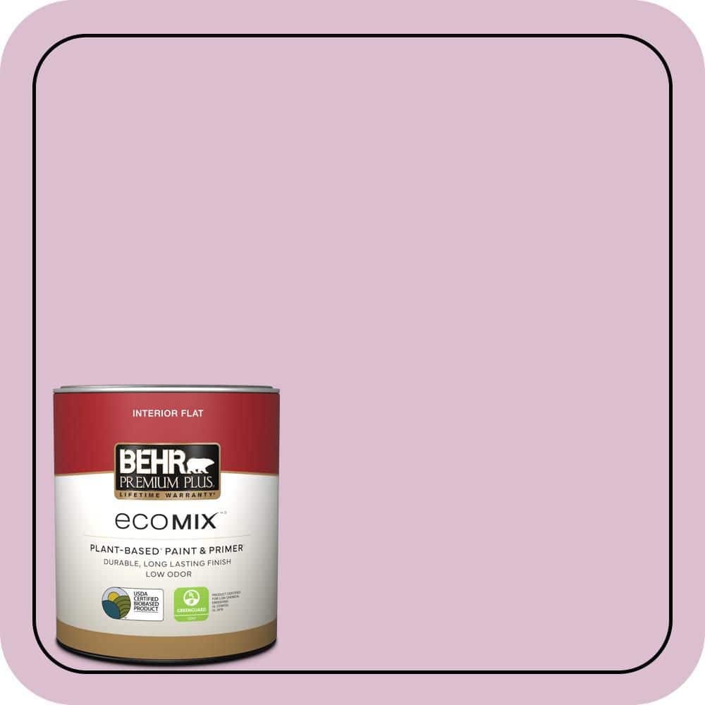 BEHR PREMIUM PLUS 1 qt. #690C-3 Delicate Bloom Flat EcoMix Plant-Based Interior Paint & Primer (1)