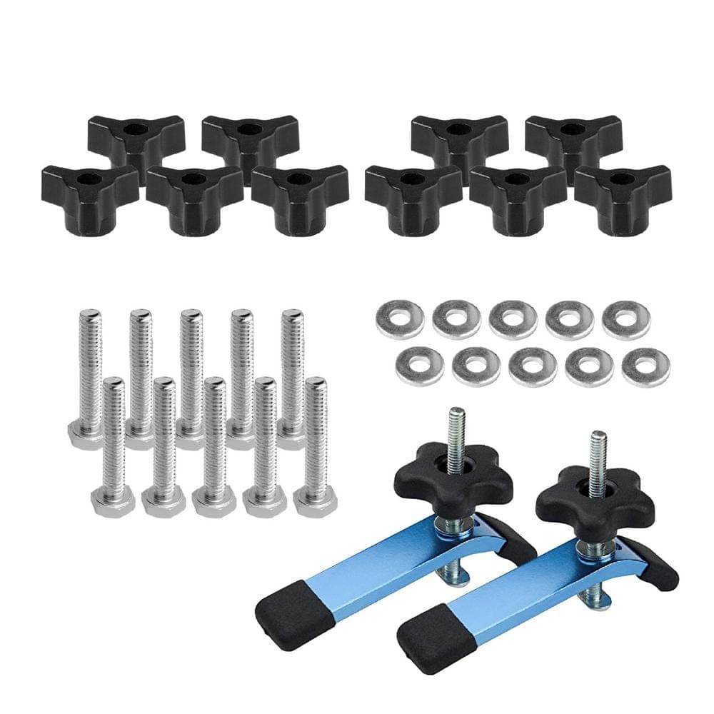 ‎POWERTEC 1/4 in.-20 T Track Knob Kit (10 Set) with 2-5-1/2 in. L Hold Down Clamps (1)