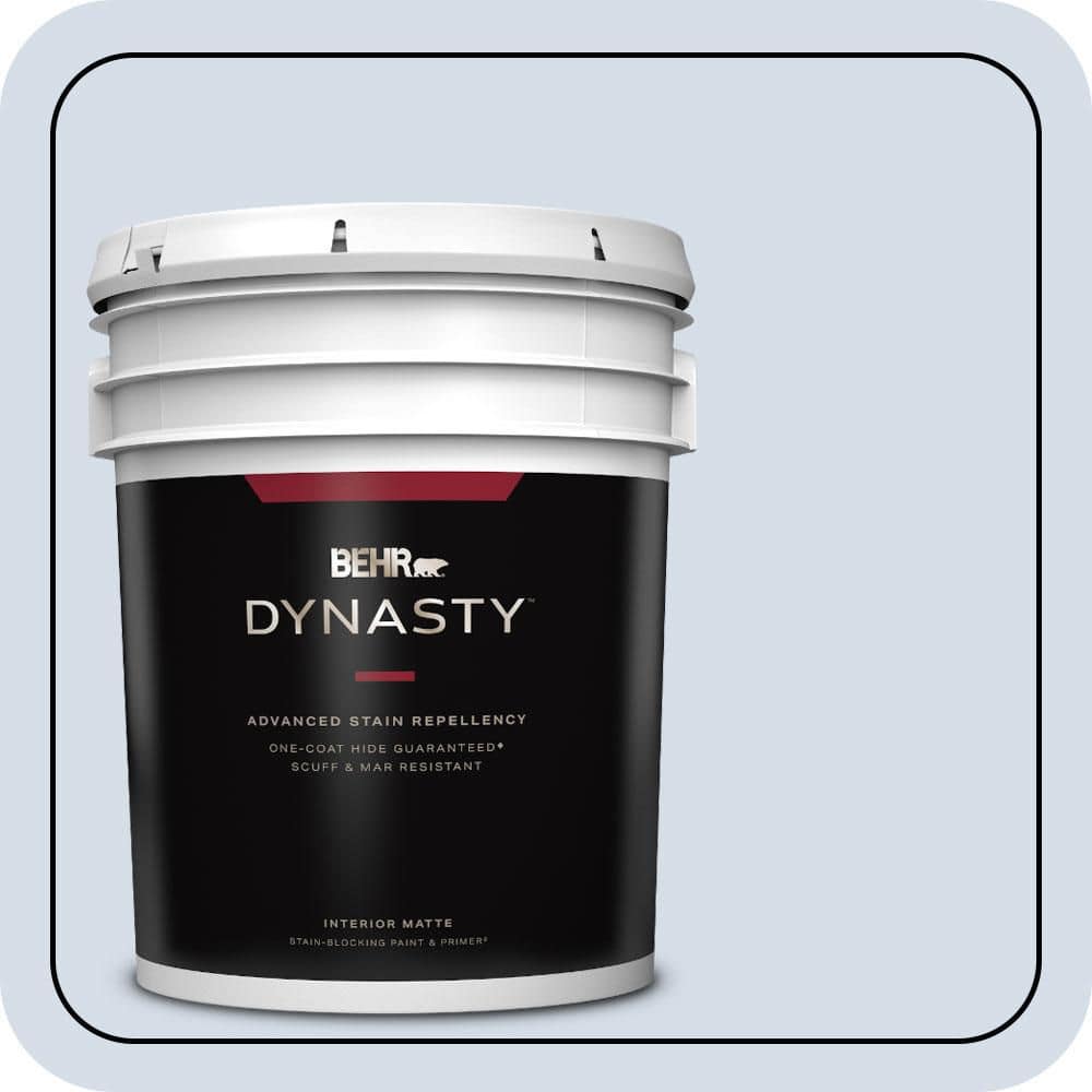 BEHR DYNASTY 5 gal. #590E-2 Snow Ballet Matte Interior Stain-Blocking Paint & Primer