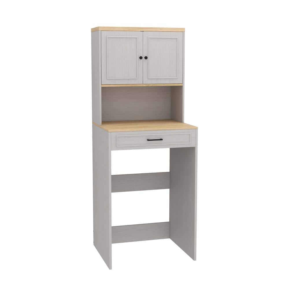 XUJMK 28 in. W x 24 in. D x 72 in. H Linen Cabinet, Laundry Storage Organizer with 1 Door, Adjustable Shelf, Antique White (1)