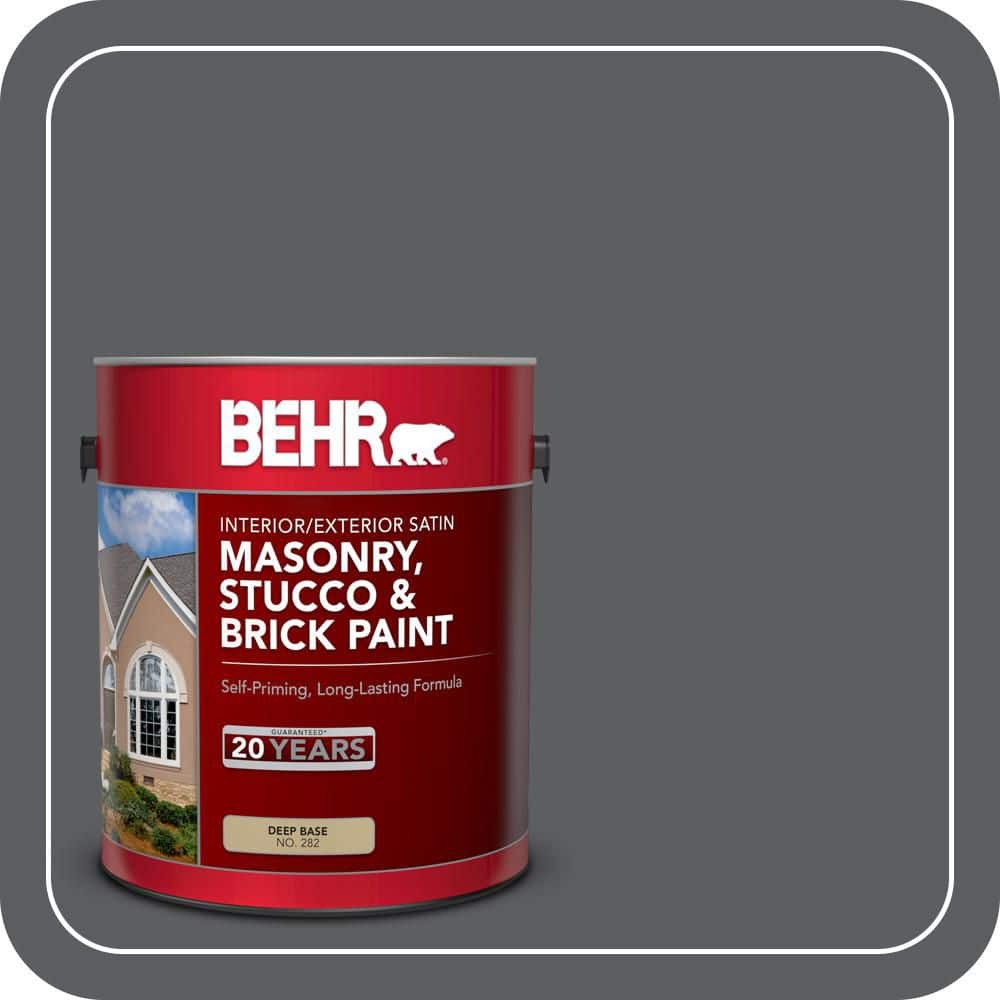 BEHR 1 gal. #N500-6 Graphic Charcoal Satin Interior/Exterior Masonry, Stucco and Brick Paint