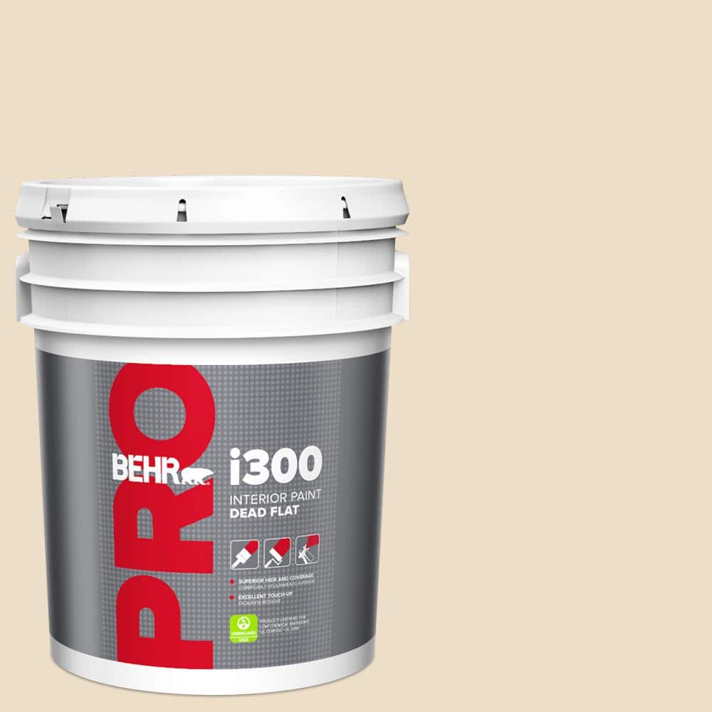 BEHR PRO 5 gal. #710C-2 Raffia Cream Dead Flat Interior Paint
