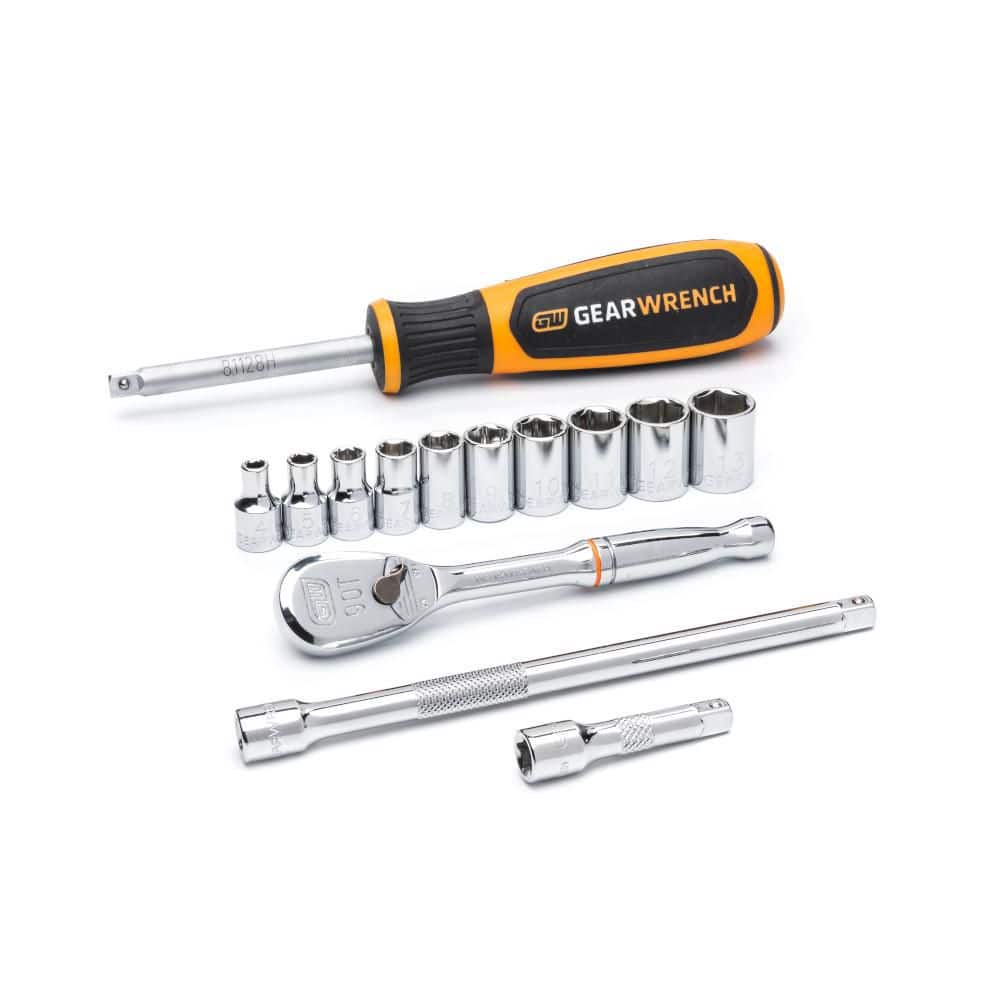 GEARWRENCH 1/4 in. Drive 6-Point Metric Mechanics Tool Set (14-Piece) (1)
