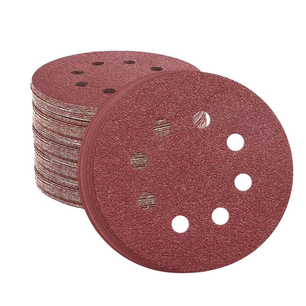 Unbranded 5 Inch Aluminum Oxide Sanding Disc Sandpaper with 8 Hole Hook and Loop Design for Random Orbital Sanders (30-Pack) (1)