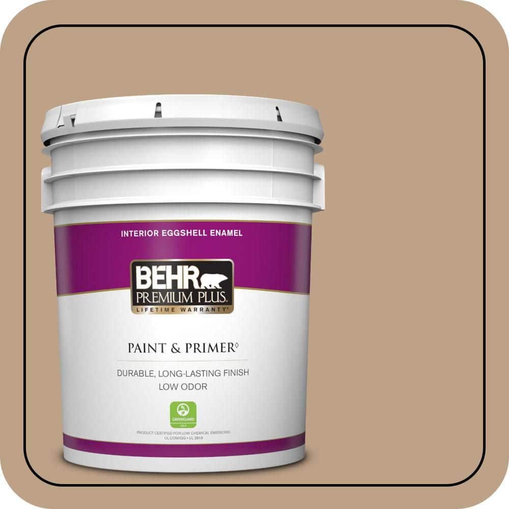 BEHR PREMIUM PLUS 5 gal. #PPU4-05 Basketry Eggshell Enamel Low Odor Interior Paint & Primer