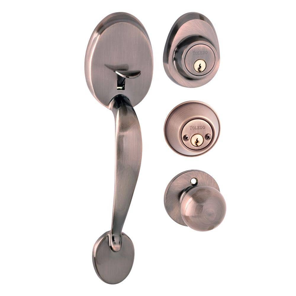 TOLEDO Oviedo Antique Copper Door Handleset with Double Cylinder (1)
