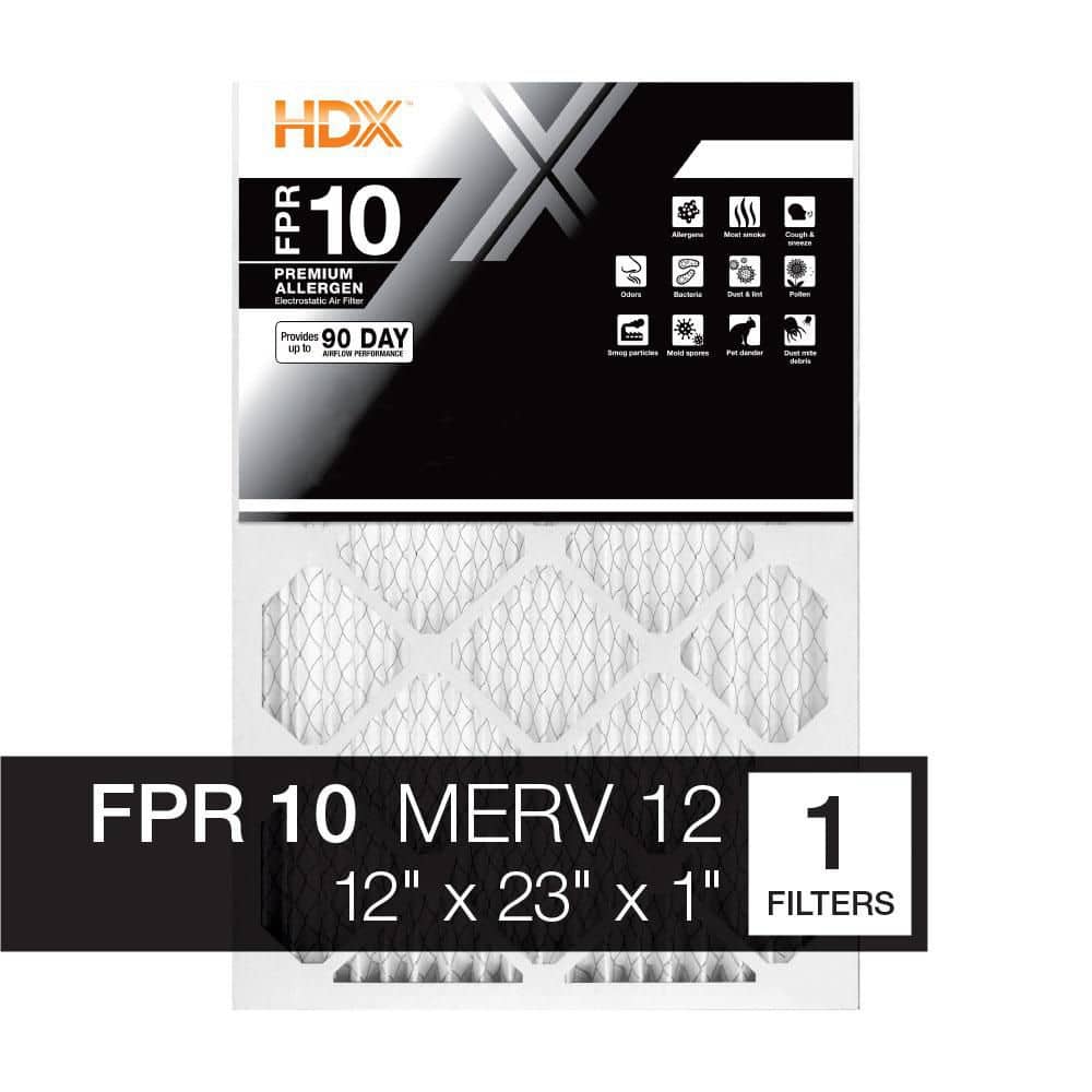 HDX 12 in. x 23 in. x 1 in. Premium Pleated Air Filter FPR 10, MERV 12
