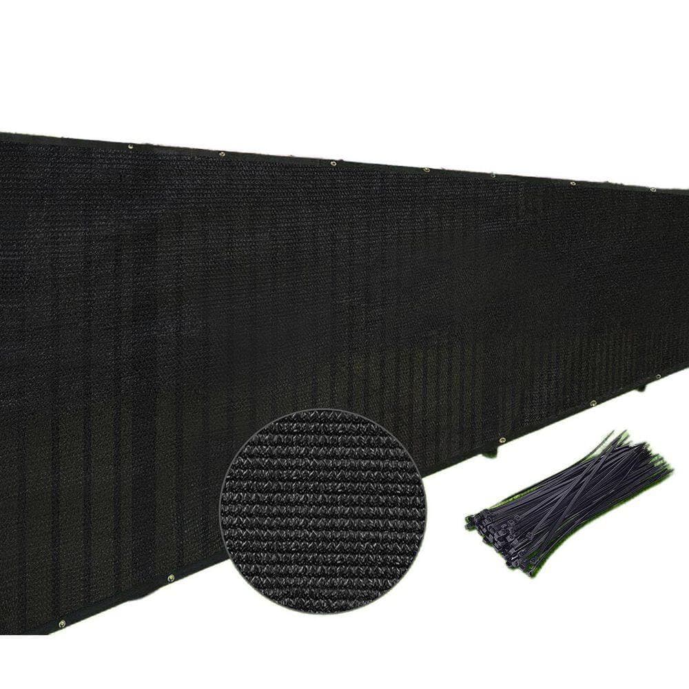 NVNOO 6 ft. x 50 ft. Composite Garden Fence Shade Cover with Brass Grommets Perfect for Outdoor Back Yard, Black (1-Pack)