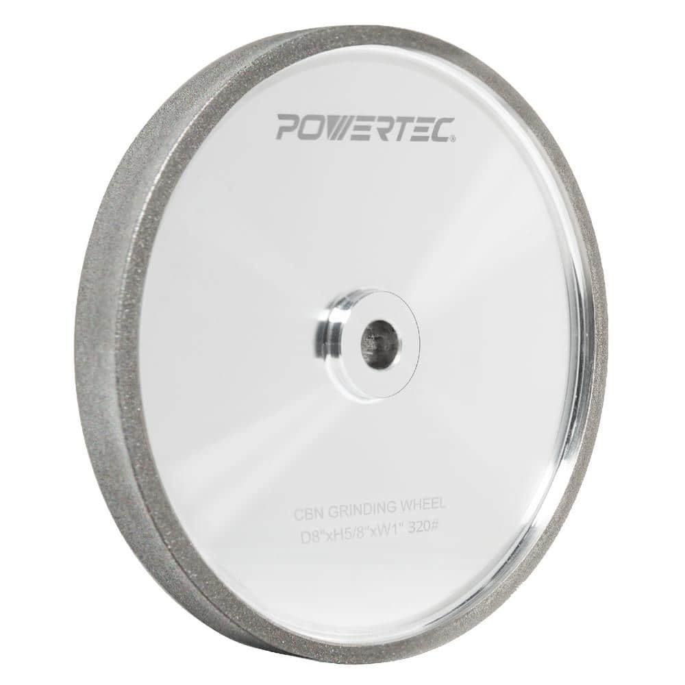 ‎POWERTEC 8 in. x 1 in. W, 5/8 in. Arbor CBN Bench Grinding Wheel, 320 Grit for Sharpening HSS Tool/Lathe Tool for Bench Grinder (1)