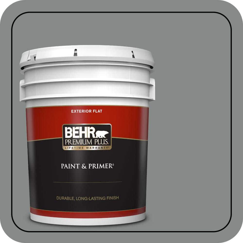 BEHR PREMIUM PLUS 5 gal. #N460-5 Slate Rock Flat Exterior Paint & Primer