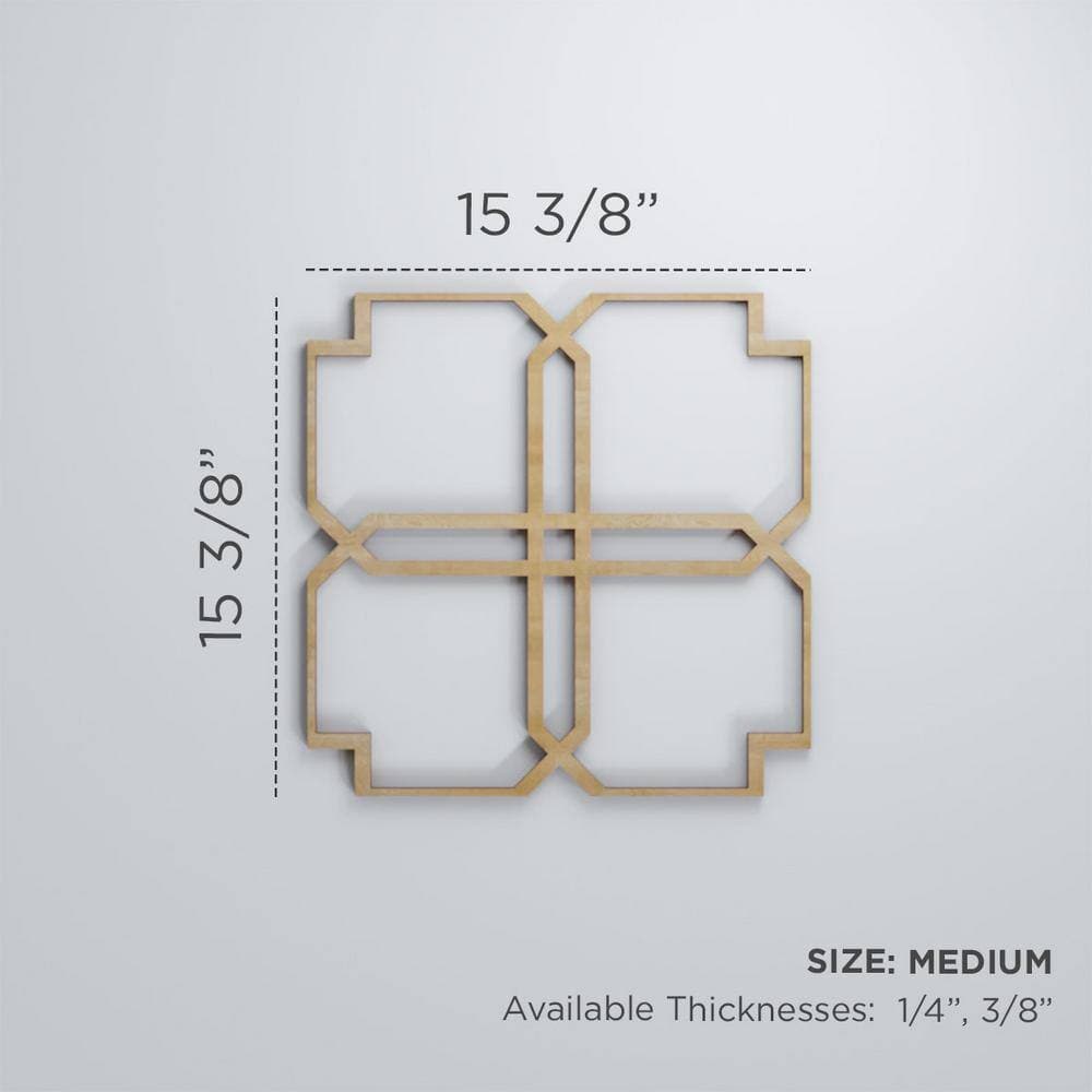 Ekena Millwork 15-3/8" x 15-3/8" x 1/4" Medium Englewood Decorative Fretwork Wood Wall Panels, Hickory (20-Pack) (2)