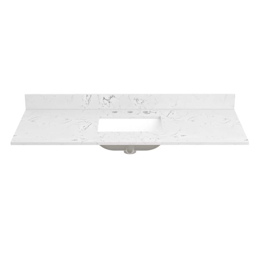 YASINU 54 in. W x 22 in. D Engineered Stone Rectangular Single Sink Bathroom Vanity Top in Vein White (1)