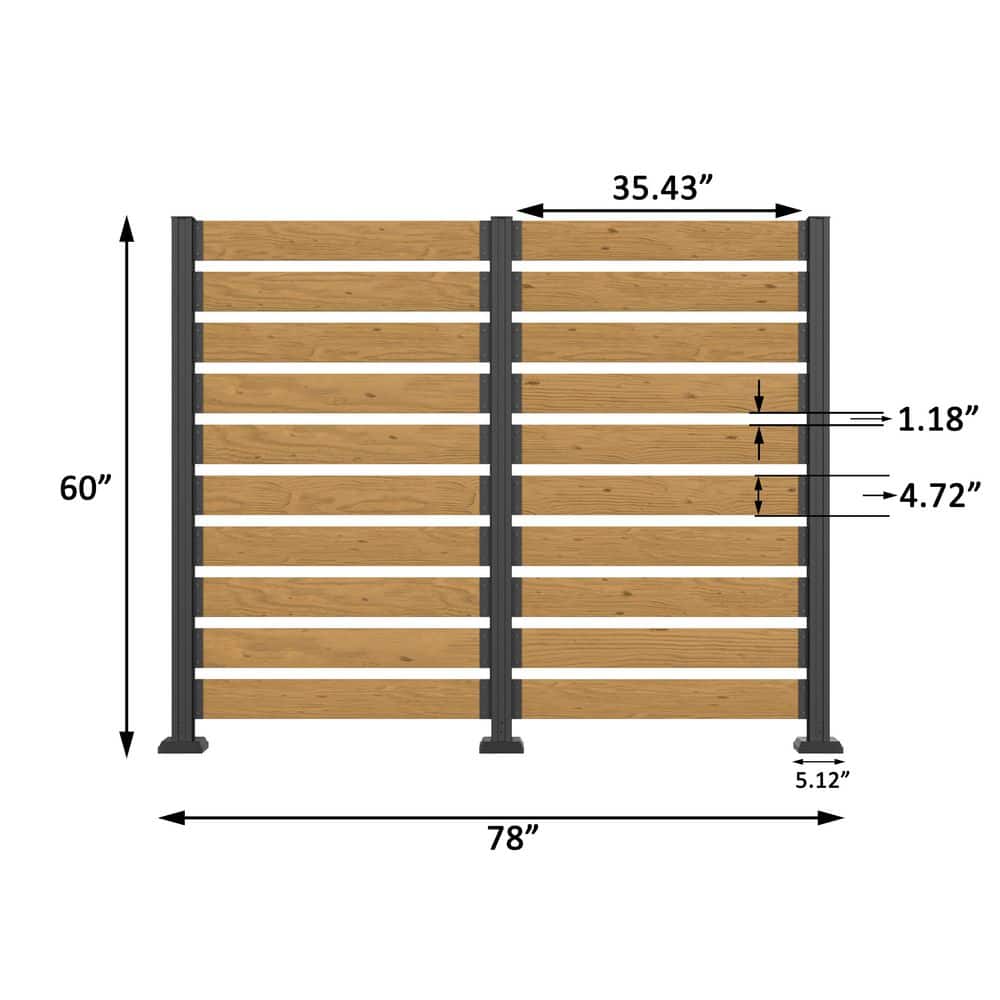 VEIKOUS 5 ft. H x 6.5 ft. W (2-Panel) Outdoor Flat Cedar Wood Fence Panel with Metal Stakes for Soft and Hard Ground, Flat Top (3)
