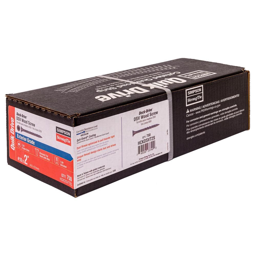 Simpson Strong-Tie #10 x 2 in. T25 6-Lobe, Flat Head, Deck-Drive DSV Collated Wood Screw, Tan (750-Pack) (4)