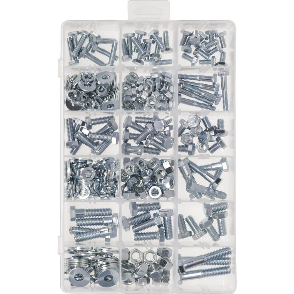 Hillman Zinc Grade 5-Hex Head Cap Screw with Nuts and Washers Assorted Kit (348-Pack) (3)