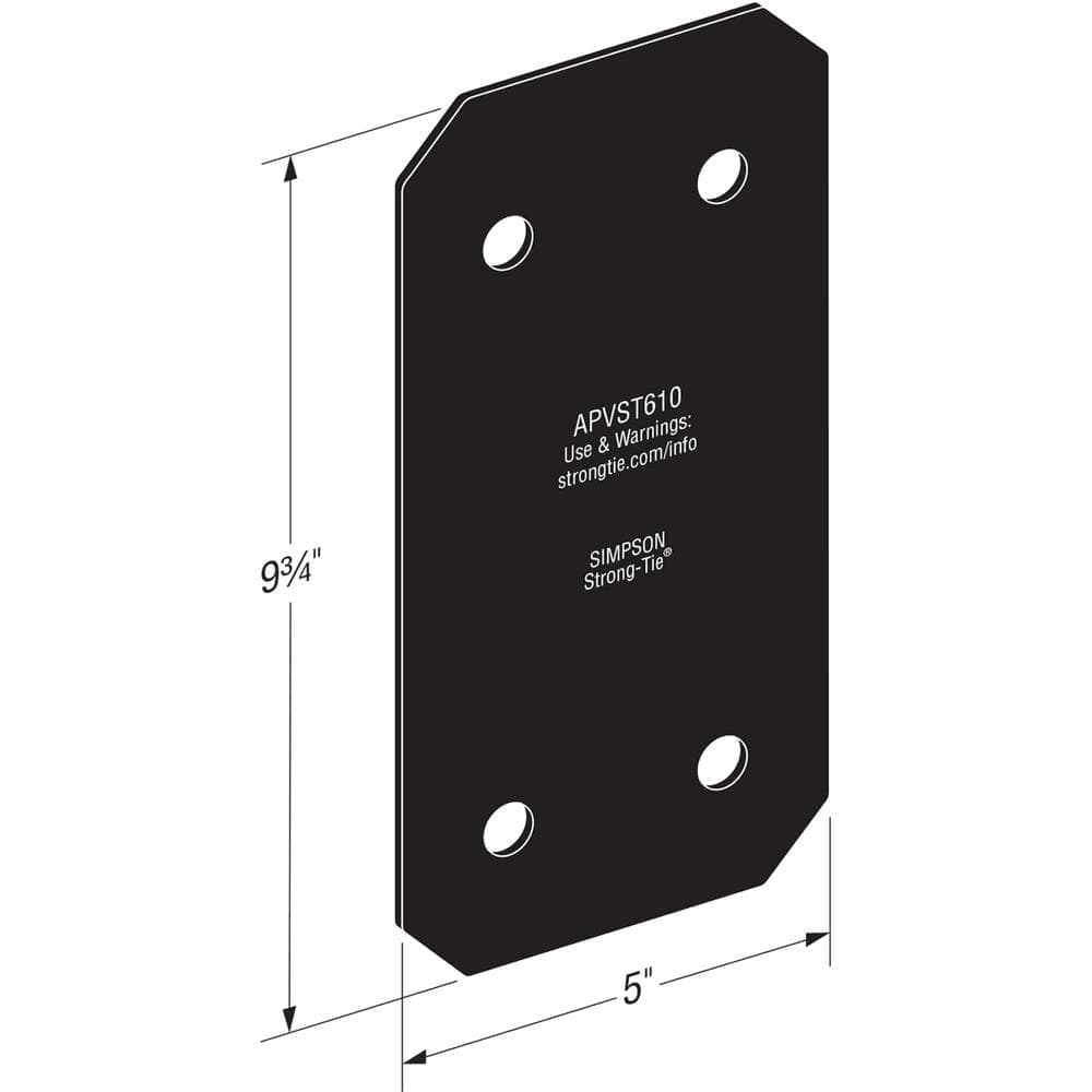 Simpson Strong-Tie Outdoor Accents Avant Collection 5 in. x 9-3/4 in. ZMAX, Black Powder-Coated Strap for 6x Lumber (3)