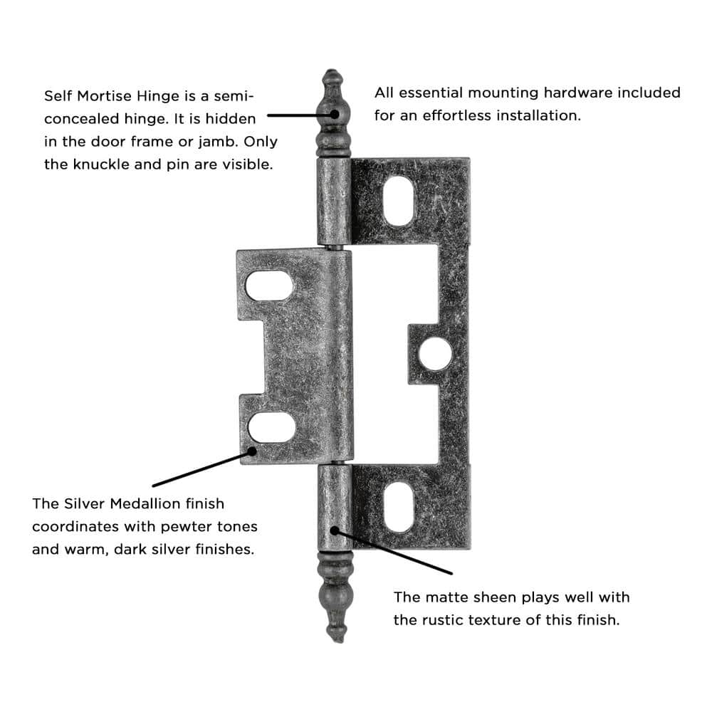 HICKORY HARDWARE 2-1/2 in. x 1-1/2 in. Silver Medallion Furniture Barrel Hinge (3)