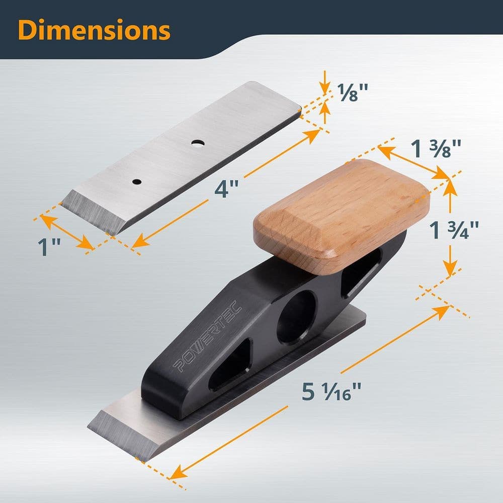 ‎POWERTEC Chisel Plane with Flat Blade, Compact Edge Trimming Tool for Woodworking, Plug Trimming, Joinery Cleanup (2)
