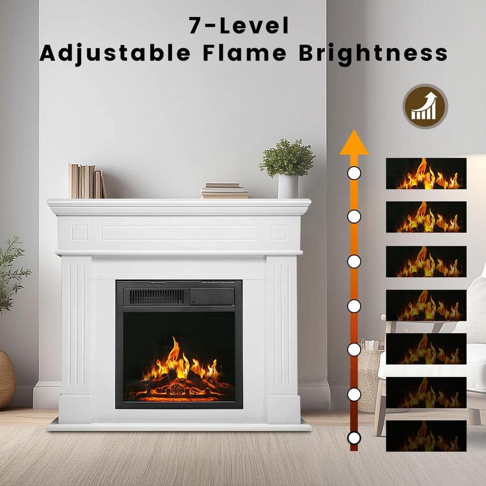 R.W.FLAME 43 in. Freestanding Electric Fireplace in Pearl White (3)