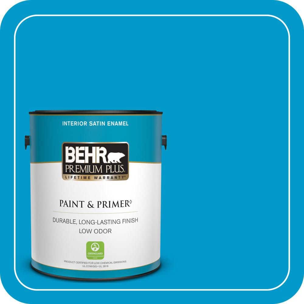 BEHR PREMIUM PLUS 1 gal. #550B-6 Isle of Capri Satin Enamel Low Odor Interior Paint & Primer