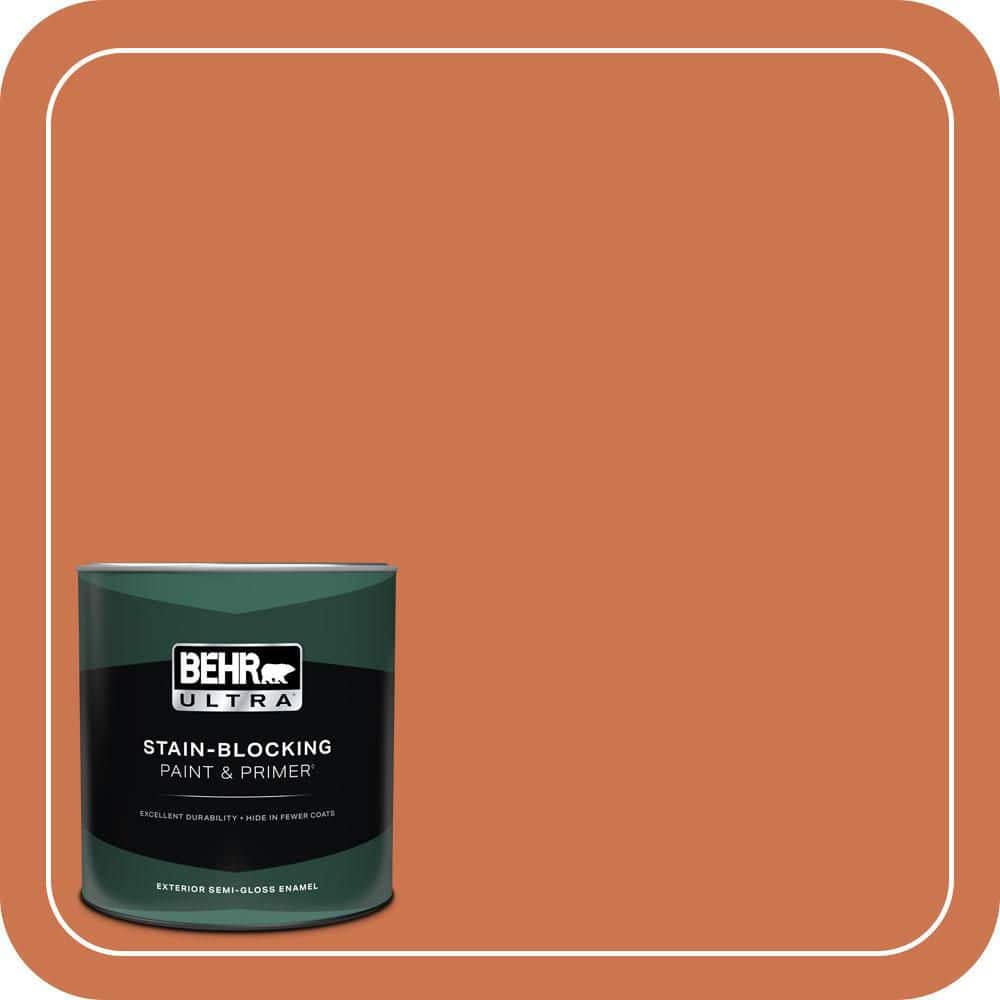 BEHR ULTRA 1 qt. #PMD-103 Sweet Carrot Semi-Gloss Enamel Exterior Paint & Primer