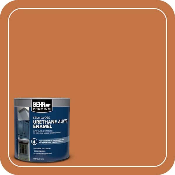 BEHR PREMIUM 1 qt. #PPU3-02 Marmalade Glaze Semi-Gloss Enamel Urethane Alkyd Interior/Exterior Paint (2)