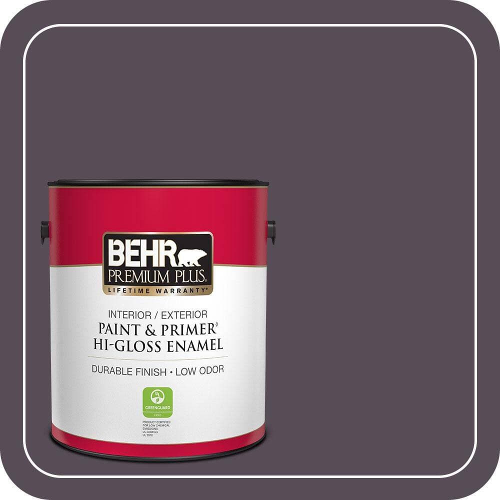 BEHR PREMIUM PLUS 1 gal. #670F-7 Blackberry Wine Hi-Gloss Enamel Interior/Exterior Paint & Primer