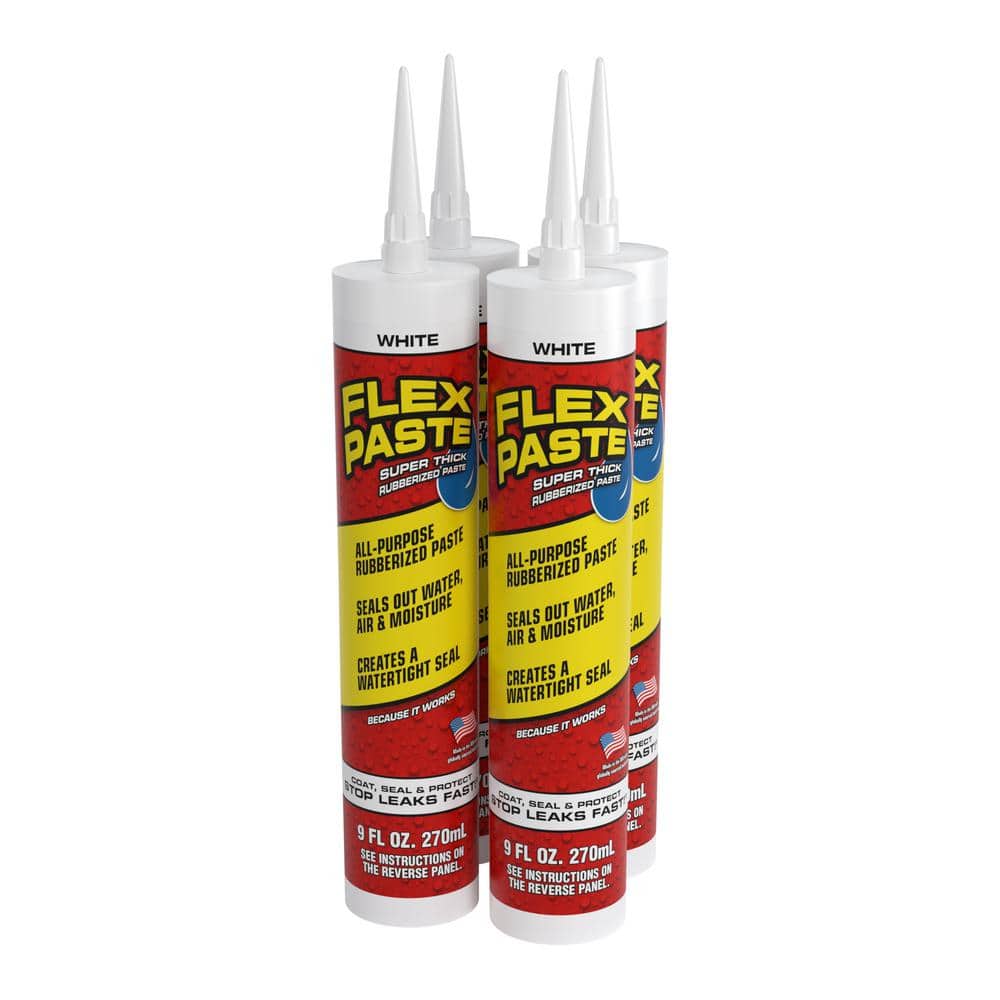 FLEX SEAL FAMILY OF PRODUCTS Flex Paste 9 fl. oz. White All Purpose Strong Flexible Watertight Multipurpose Sealant (4-Pack)